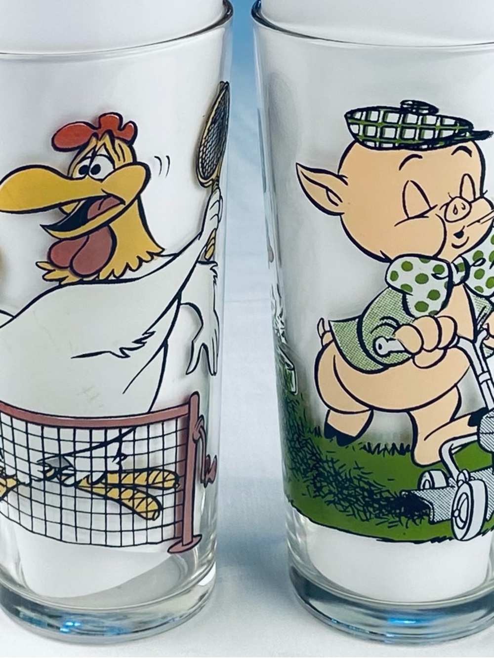 Vintage 1976 Pepsi Looney Tunes Glasses Foghorn Porky Petunia Pig Pair